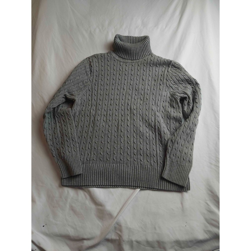Pria Sweater Womens Size XL Gray Cable Knit Turtleneck Pullover Long Sleeves